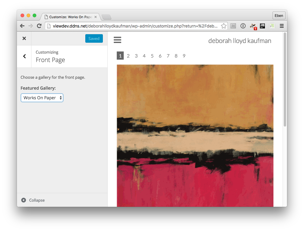 Front Page customization menu